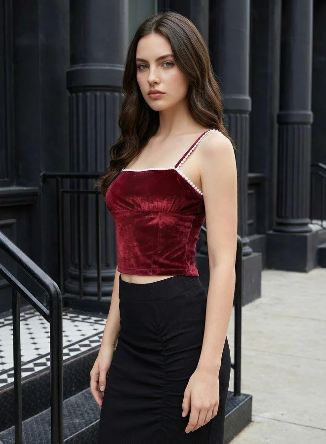 Freehand  Women Fitted Solid Square Neck Sleeveless Gathered Top for Women | Best Price UAE